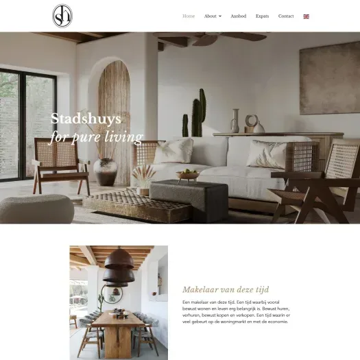 Screenshot of the website of www.stadshuys.eu
