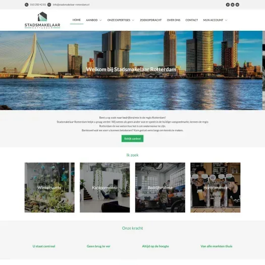 Screenshot van de website van stadsmakelaar-rotterdam.nl