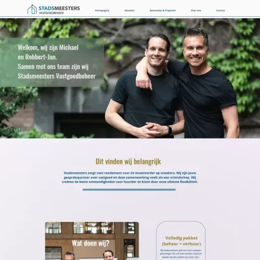 Screenshot of the website of www.stadsmeesters.nl
