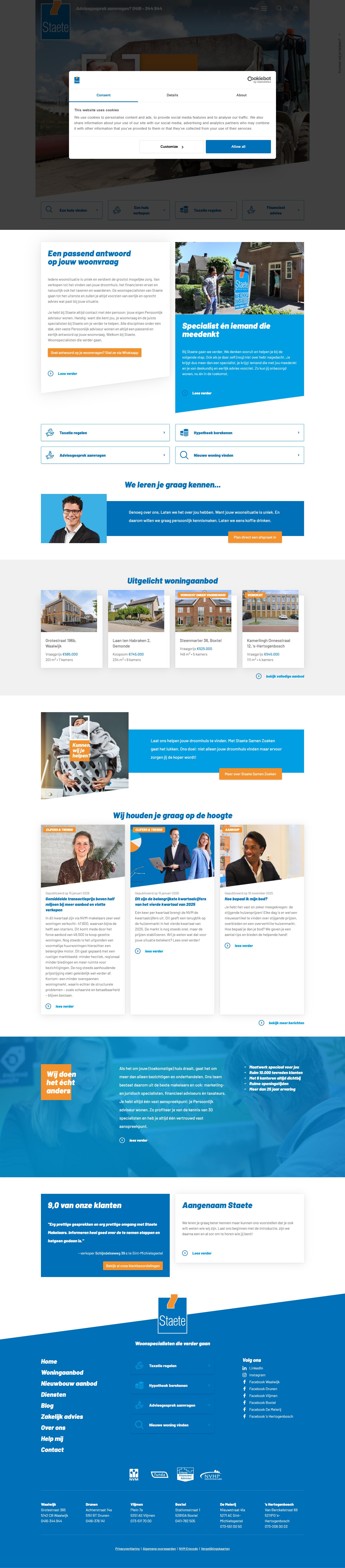 Screenshot of the website of www.staete.nl