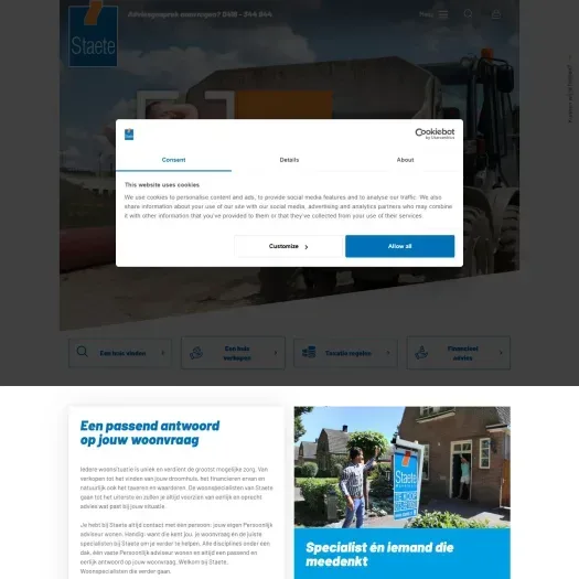 Screenshot of the website of www.staete.nl