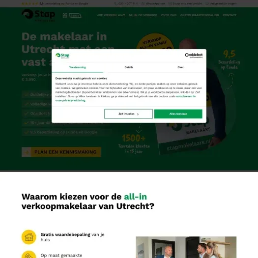 Screenshot of the website of www.stapmakelaars.nl