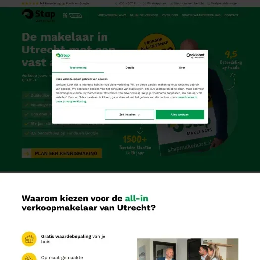 Screenshot van de website van www.stapmakelaars.nl