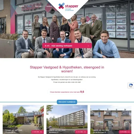 Screenshot van de website van www.stappervastgoed.nl