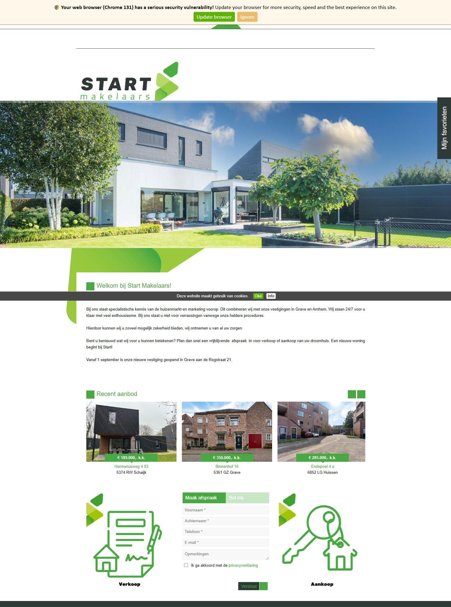 Screenshot van de website van www.startmakelaars.nl