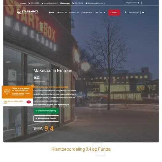 Screenshot van de website van www.start-box.nl