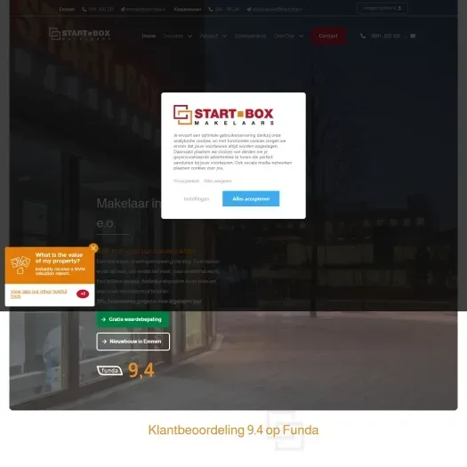 Screenshot van de website van www.start-box.nl