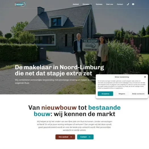 Screenshot van de website van www.startpuntwonen.nl