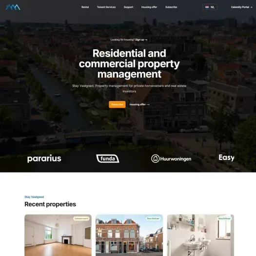 Screenshot der Website von www.stayvastgoed.nl