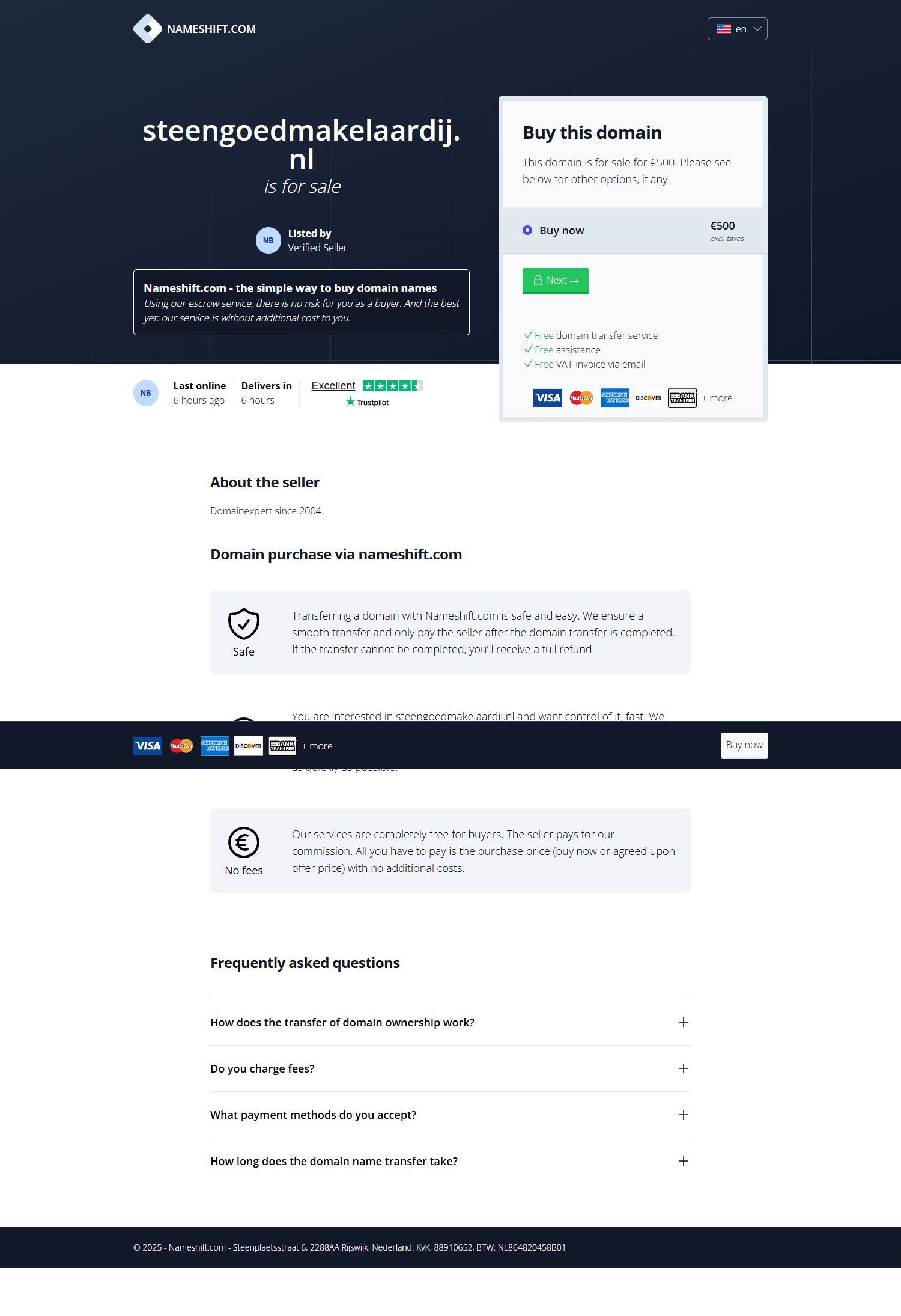 Screenshot van de website van www.steengoedmakelaardij.nl
