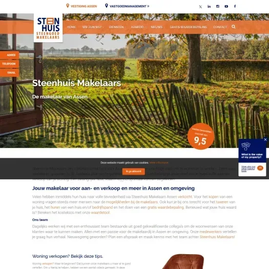 Screenshot of the website of www.steenhuis.nl