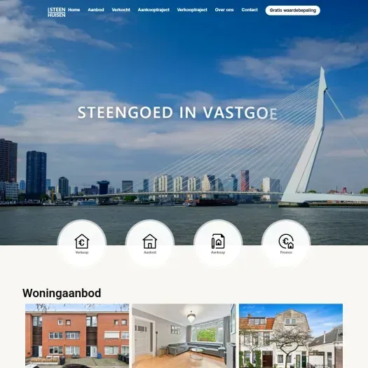 Screenshot van de website van www.steenhuisenmakelaars.nl