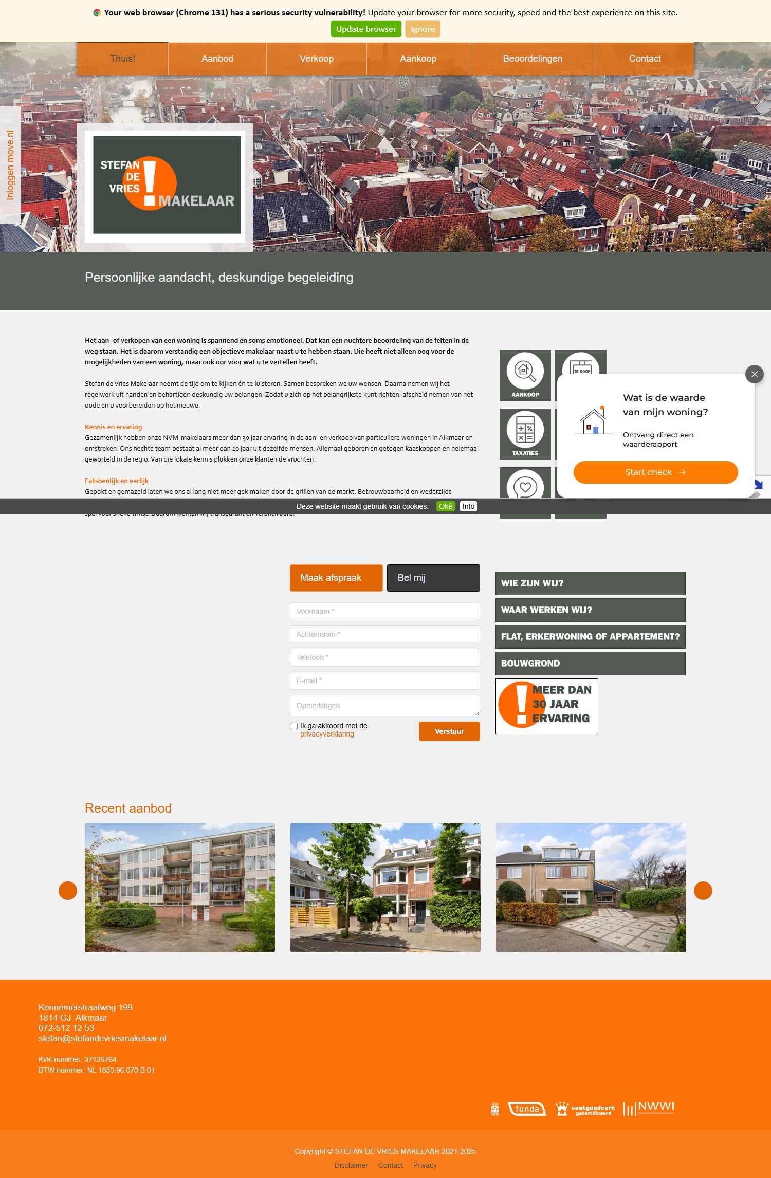 Capture d'écran du site web de www.stefandevriesmakelaar.nl