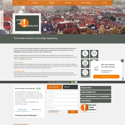 Screenshot of the website of www.stefandevriesmakelaar.nl