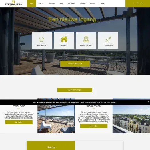 Screenshot van de website van www.stegehuizen.nl