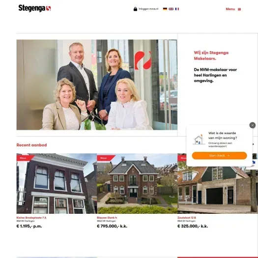 Screenshot van de website van www.makelaardij-stegenga.nl