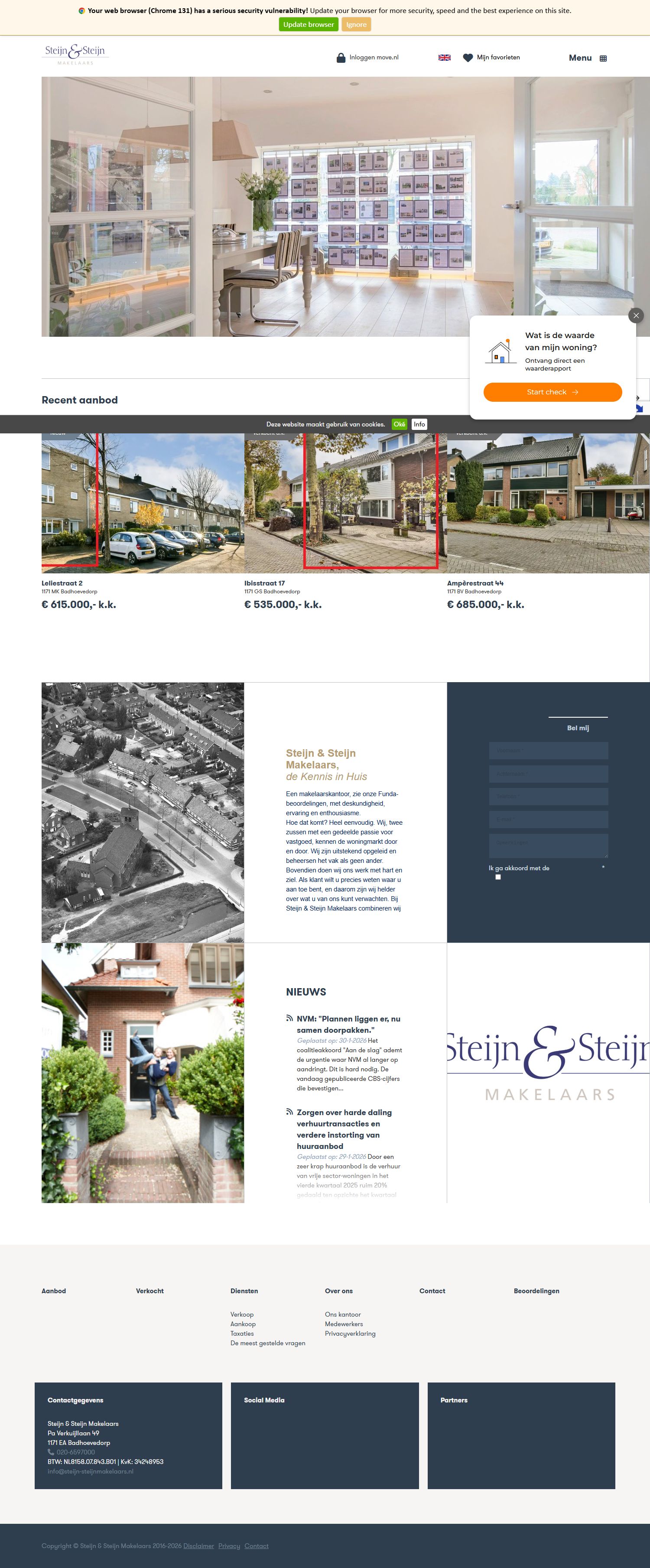 Screenshot der Website von www.steijn-steijnmakelaars.nl