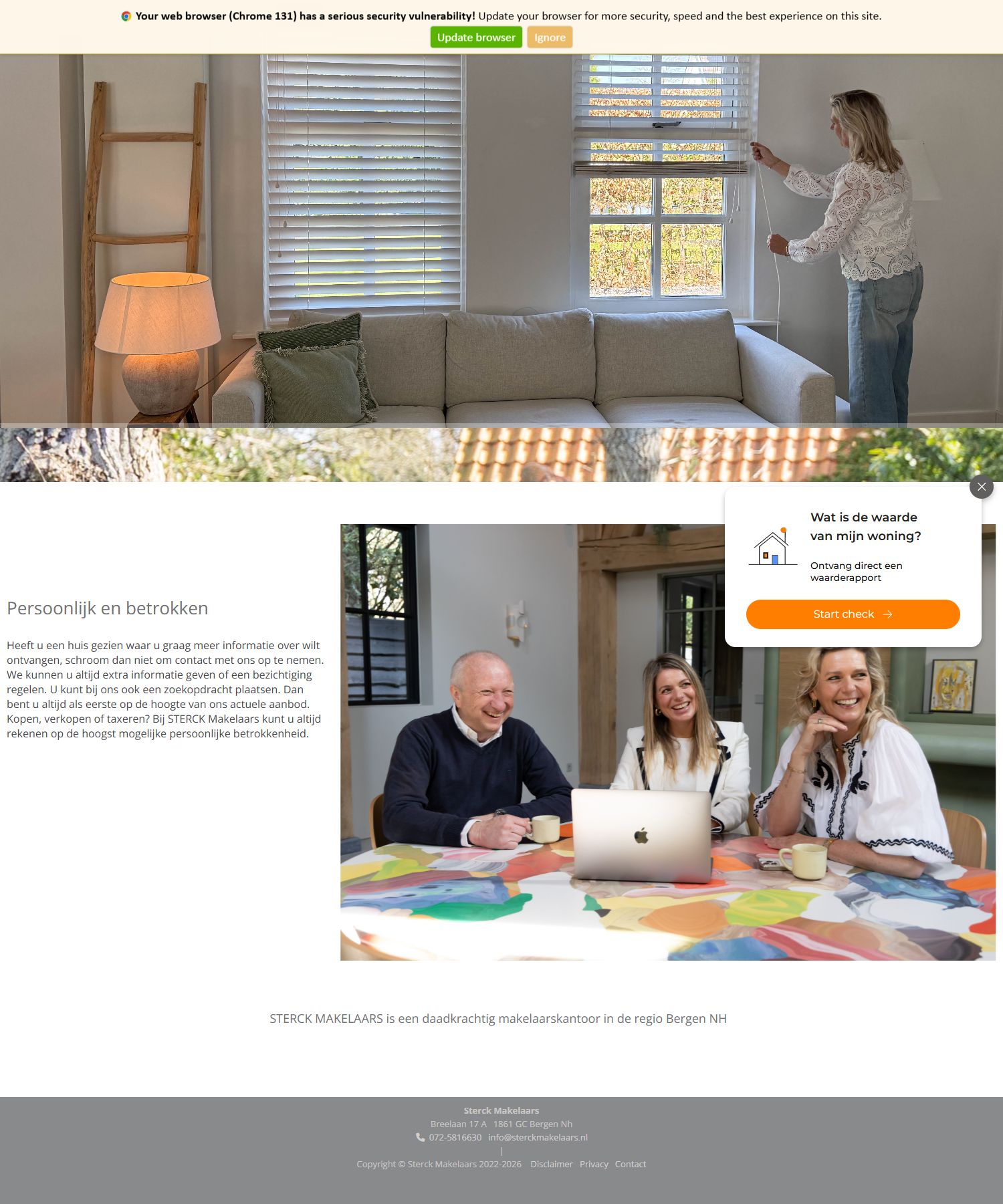 Screenshot of the website of www.sterckmakelaars.nl