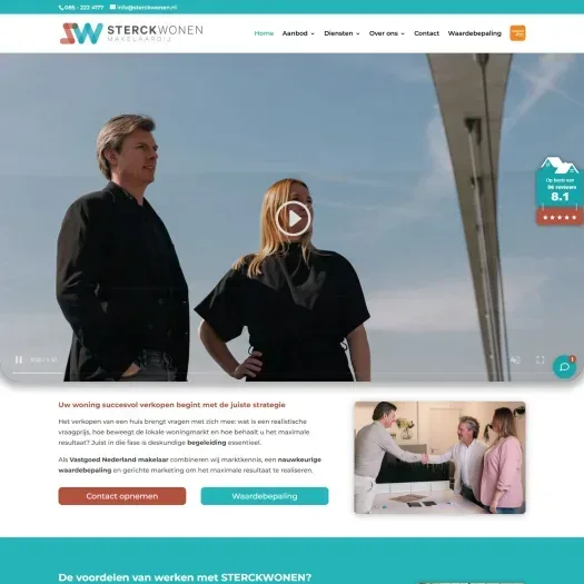 Screenshot of the website of www.sterckwonen.nl