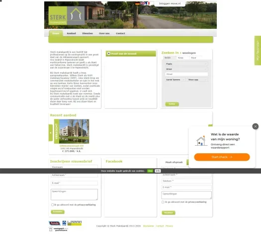 Screenshot van de website van www.sterkmakelaardij.nl