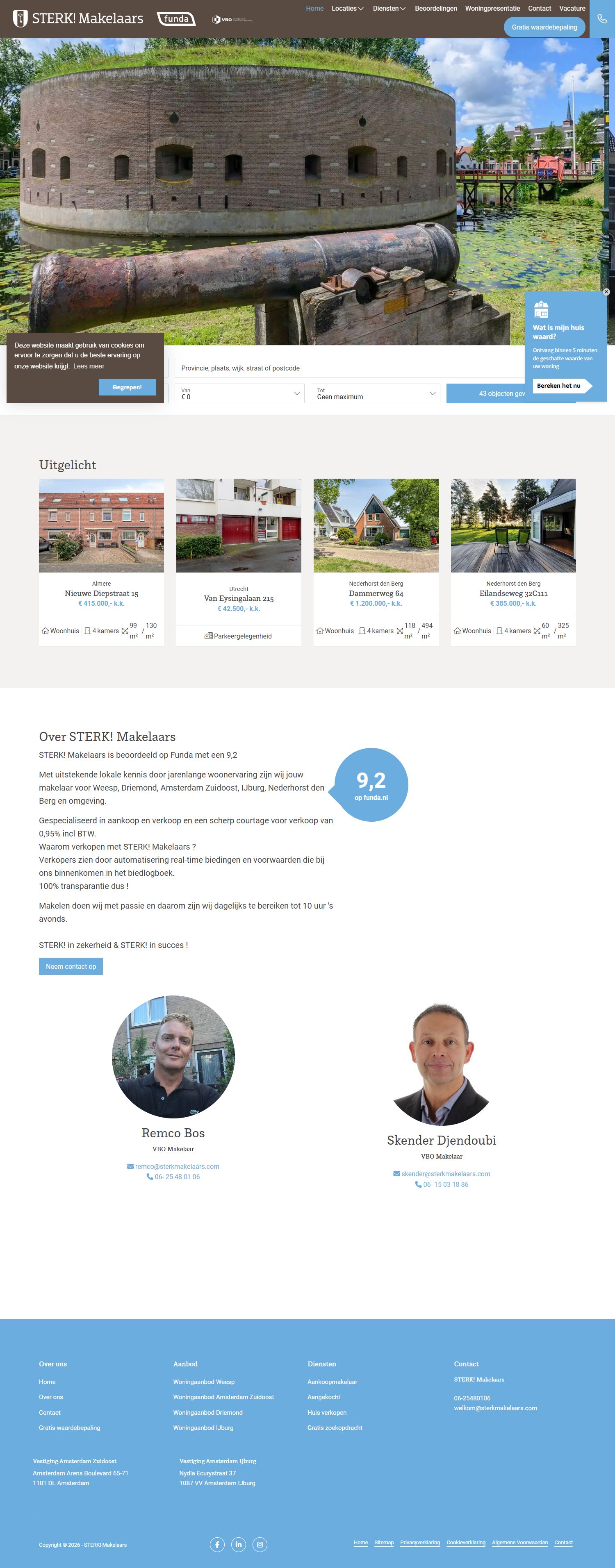 Screenshot der Website von www.sterkmakelaars.com