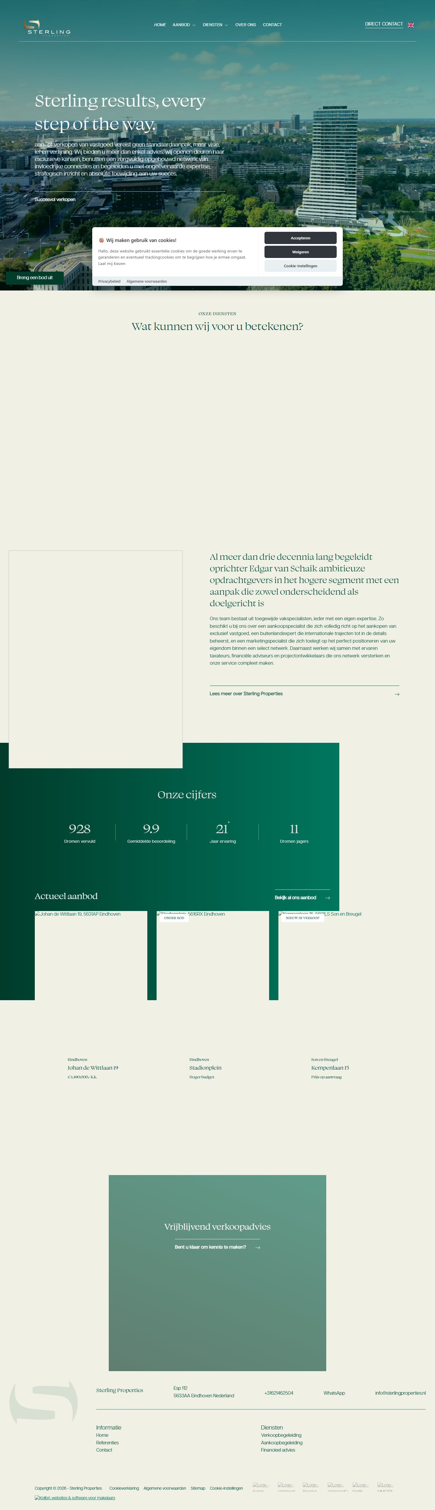 Screenshot der Website von www.sterlingproperties.nl