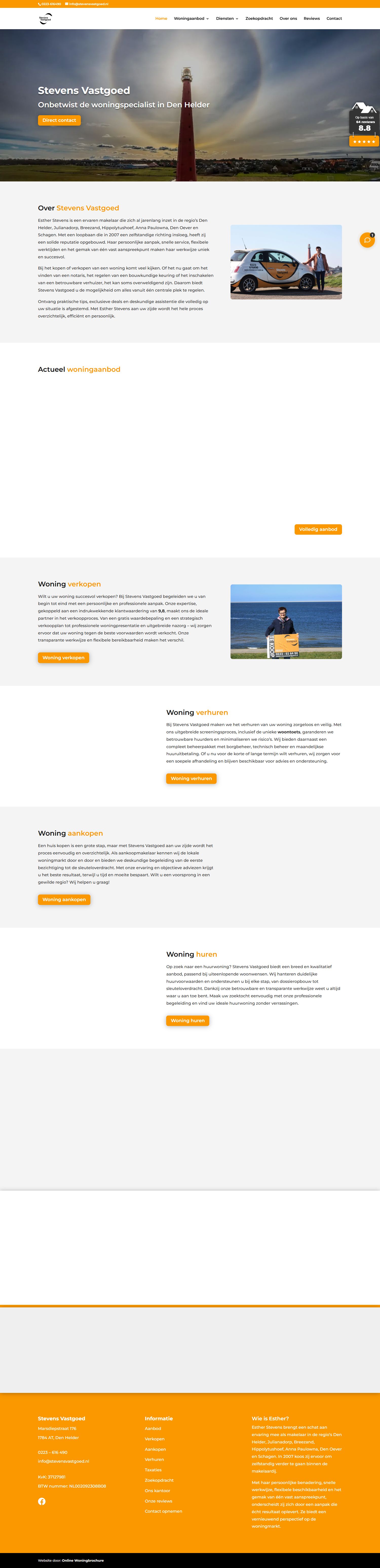 Screenshot van de website van www.stevensvastgoed.nl