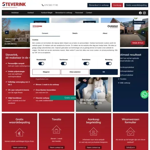 Screenshot van de website van www.steverink.nl