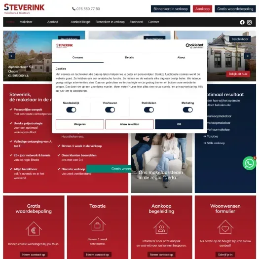 Screenshot van de website van www.steverink.nl
