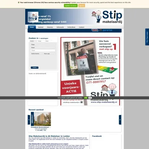 Screenshot der Website von www.stip-makelaardij.nl