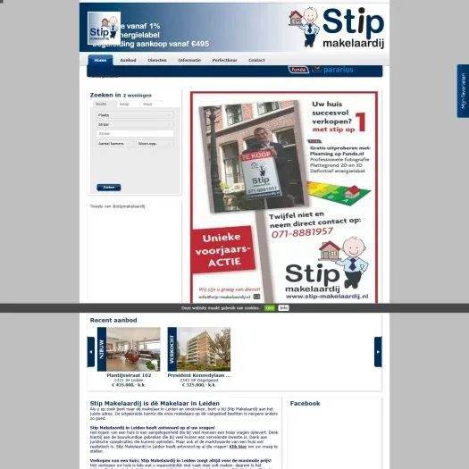 Screenshot van de website van www.stip-makelaardij.nl