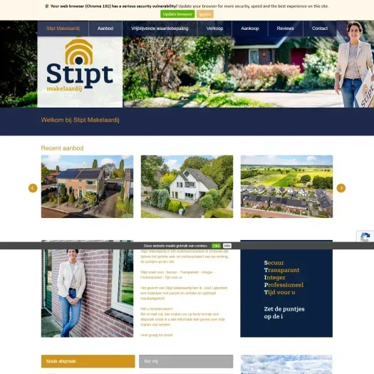 Screenshot of the website of www.stiptmakelaardij.nl