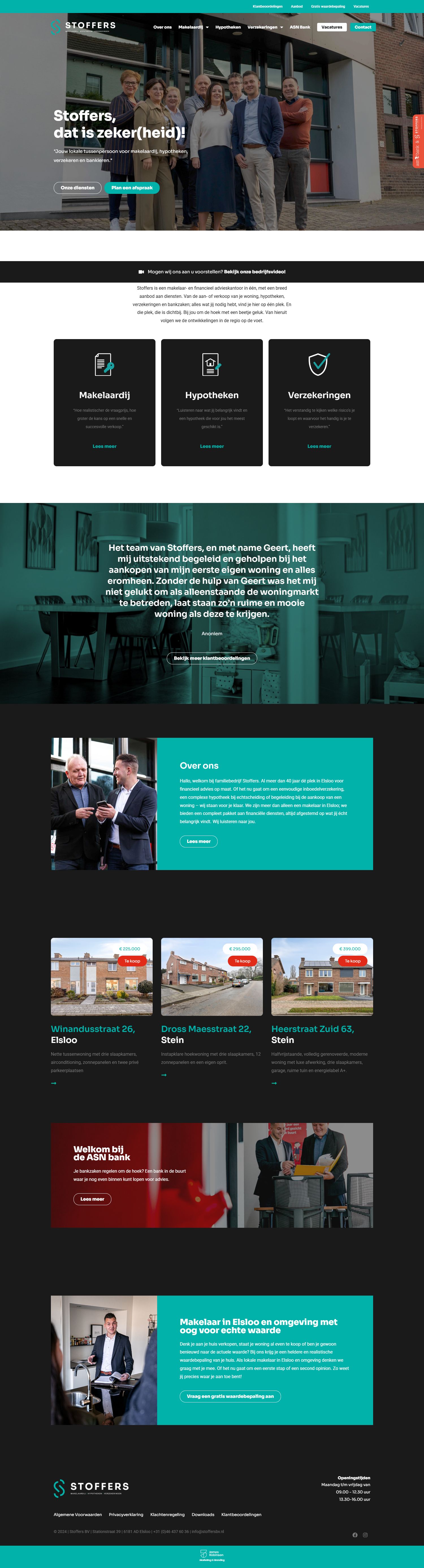 Screenshot of the website of www.stoffersbv.nl