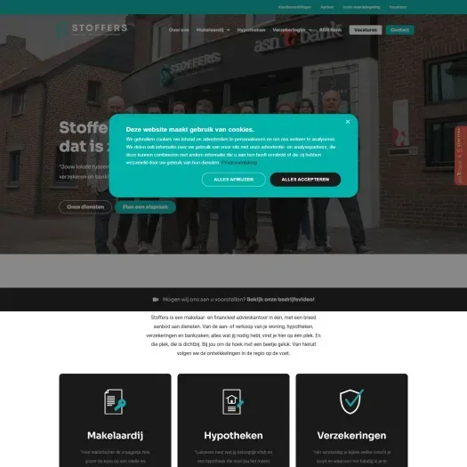 Screenshot van de website van www.stoffersbv.nl