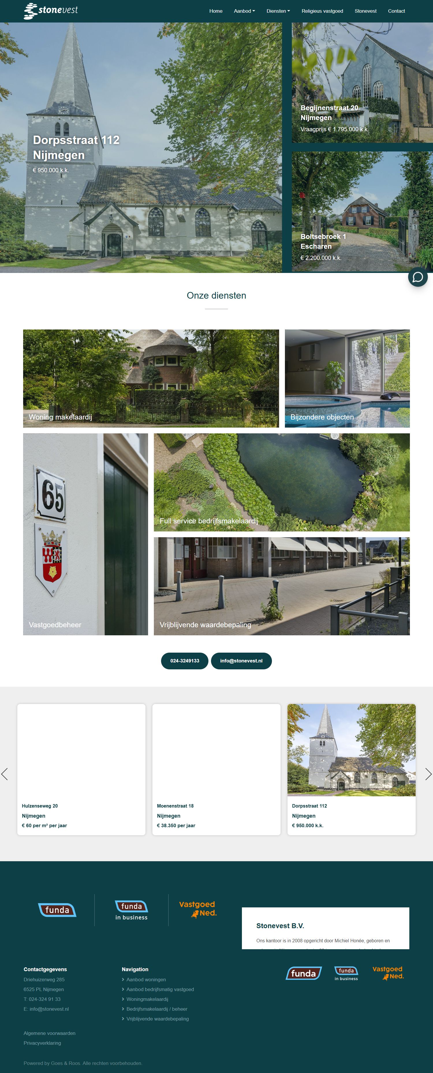 Screenshot der Website von www.stonevest.nl