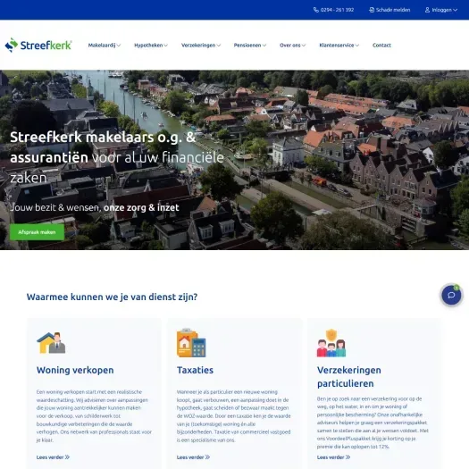 Screenshot van de website van www.streefkerk.com