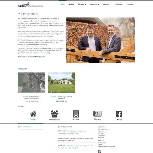 Screenshot van de website van www.streekmakelaars.nl