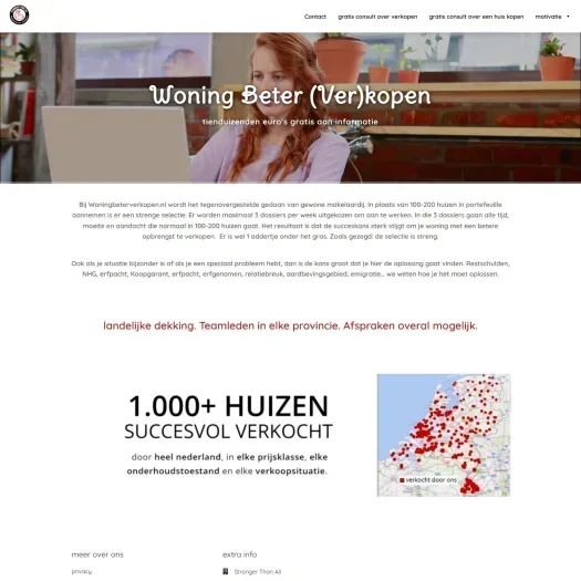 Screenshot van de website van woningbeterverkopen.nl