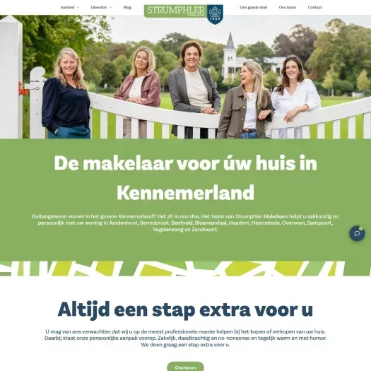 Screenshot van de website van www.strumphlermakelaars.nl