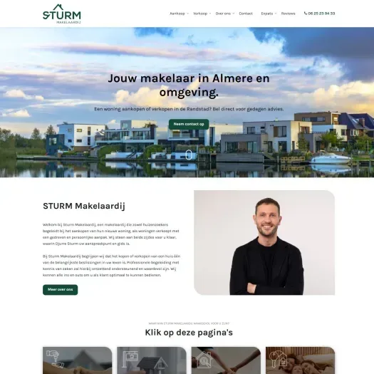 Screenshot van de website van www.sturmmakelaardij.nl