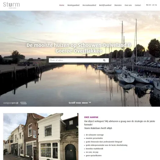 Screenshot van de website van www.sturmmakelaars.nl