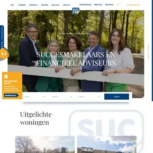 Screenshot van de website van www.succesmakelaars.nl