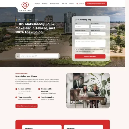 Screenshot van de website van www.suusmakelaardij.nl
