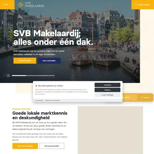 Screenshot of the website of svbmakelaardij.nl
