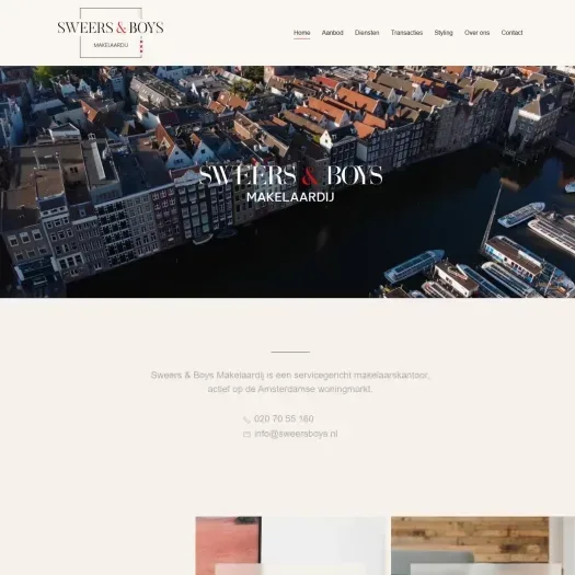 Screenshot van de website van www.sweersboys.nl