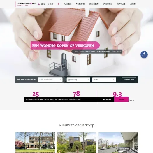 Screenshot van de website van www.svmakelaardij.nl