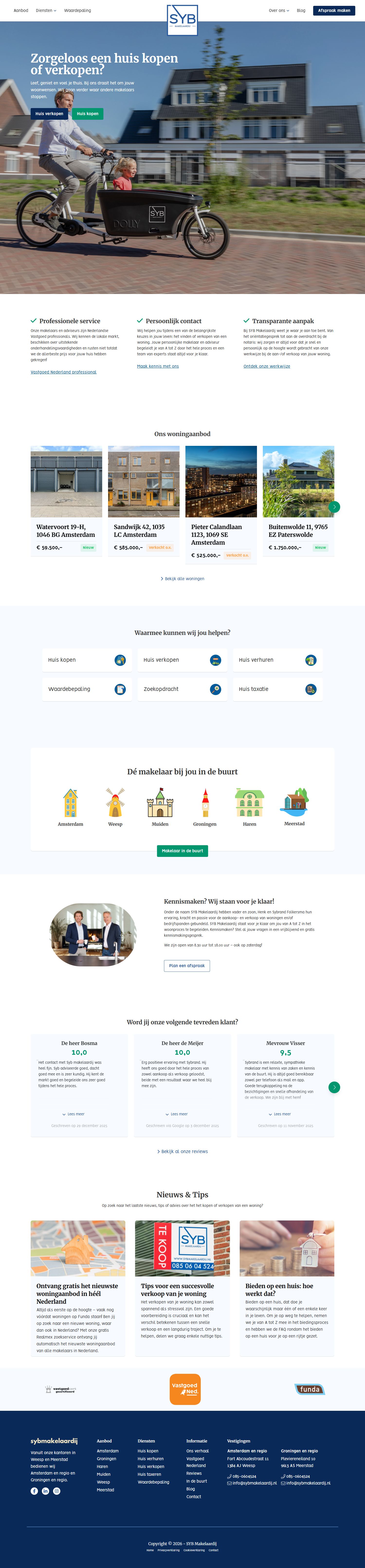 Screenshot of the website of www.sybmakelaardij.nl