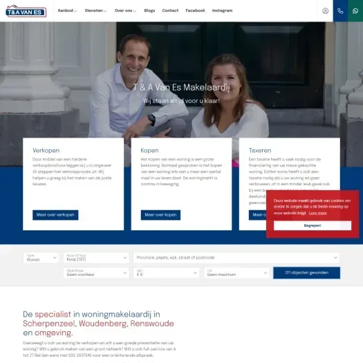 Screenshot van de website van www.makelaarscherpenzeel.nl