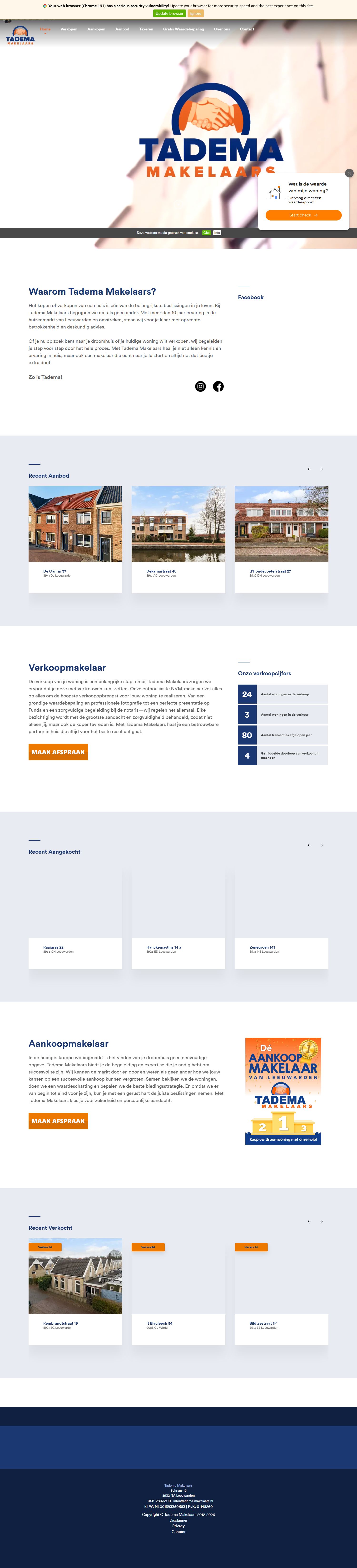 Screenshot der Website von www.tadema-makelaars.nl