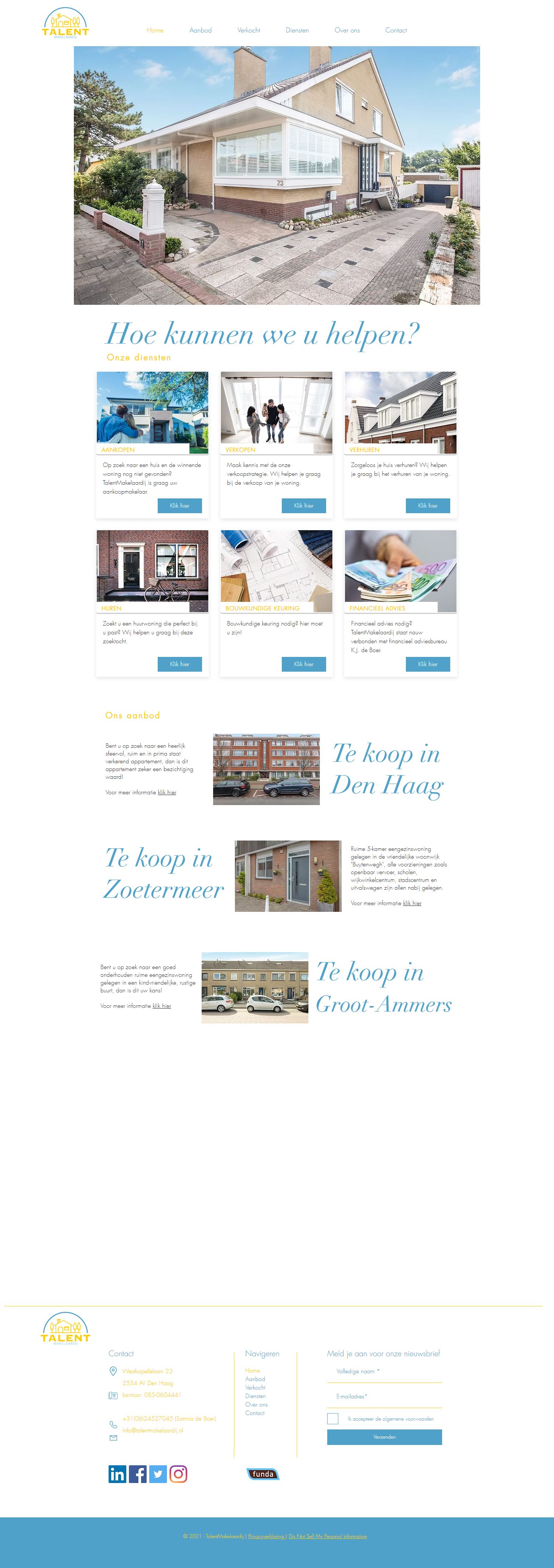 Screenshot of the website of www.talentmakelaardij.nl